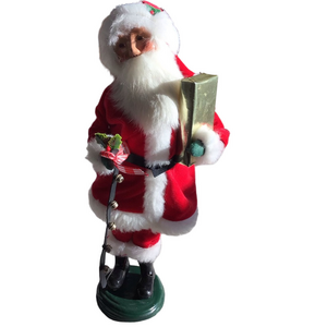 Byers’ Choice Ltd Santa with Sleigh Bells & Gift 2006 Retired Figure 13.5”